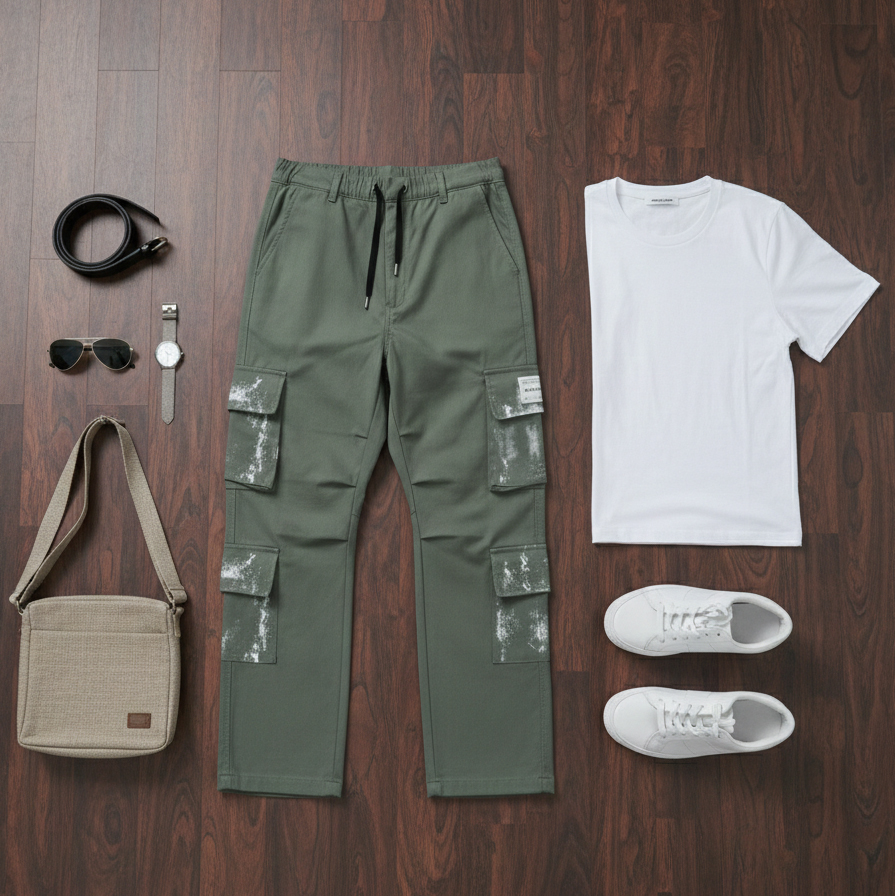 شلوار کارگو شش جیب پایین زیپ مدل sami-سبز