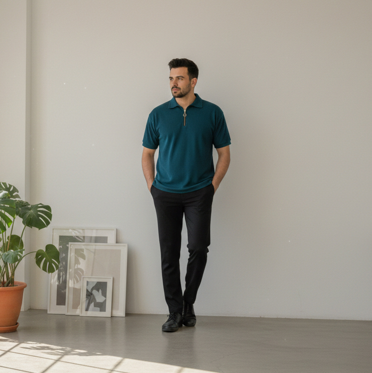 پکیج ست مردانه تیشرت نیم زیپ و شلوار مدل Dana