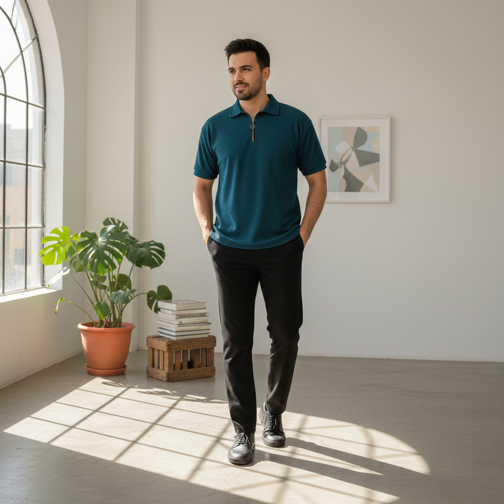 پکیج ست مردانه تیشرت نیم زیپ و شلوار مدل Dana