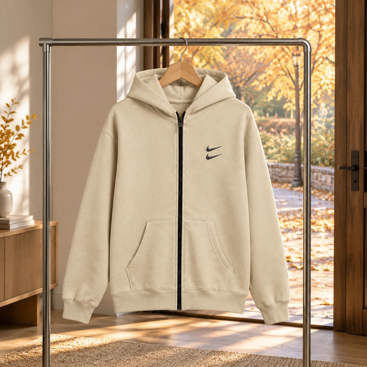 سوئیشرت دورس کلاهدار مردانه نایکی مدل Double Nike-کرم